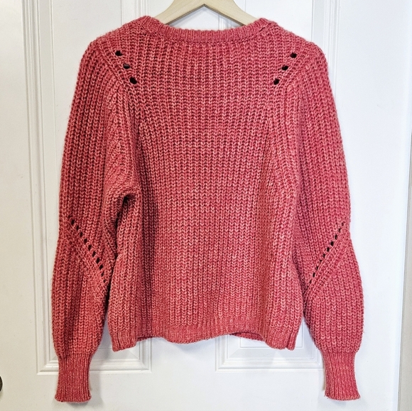 Loft pink knit crochet bishop sleeve Sweater jumper size XS - Picture 2 of 7